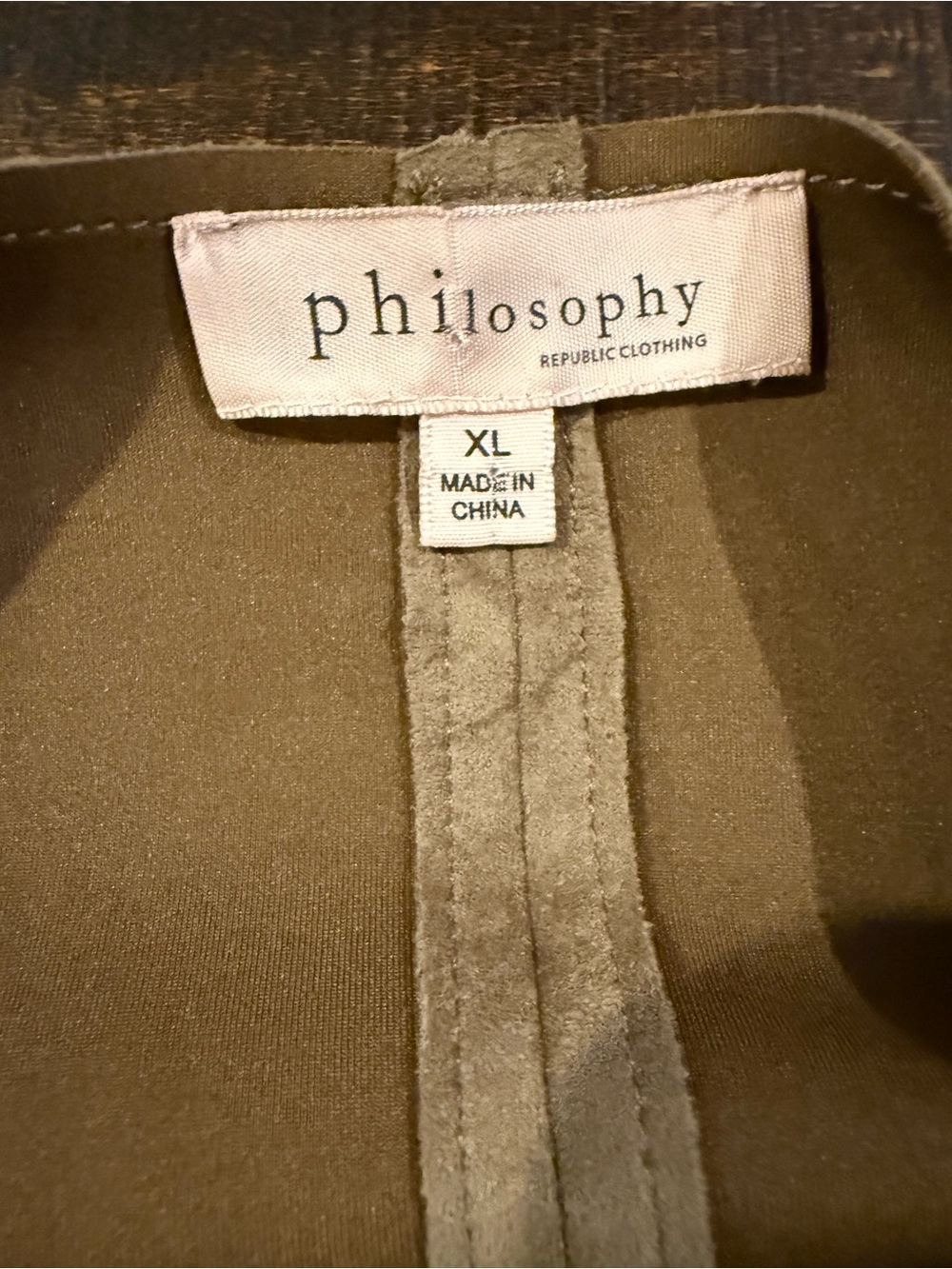 Philosophy Faux Suede Duster Coat Brown Snap Front Topper Jacket XL - Picture 3 of 13